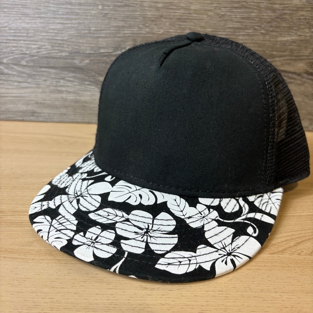 Otto Hat Cap Snap Back Black White Floral Trucker Outdoors Adjustable